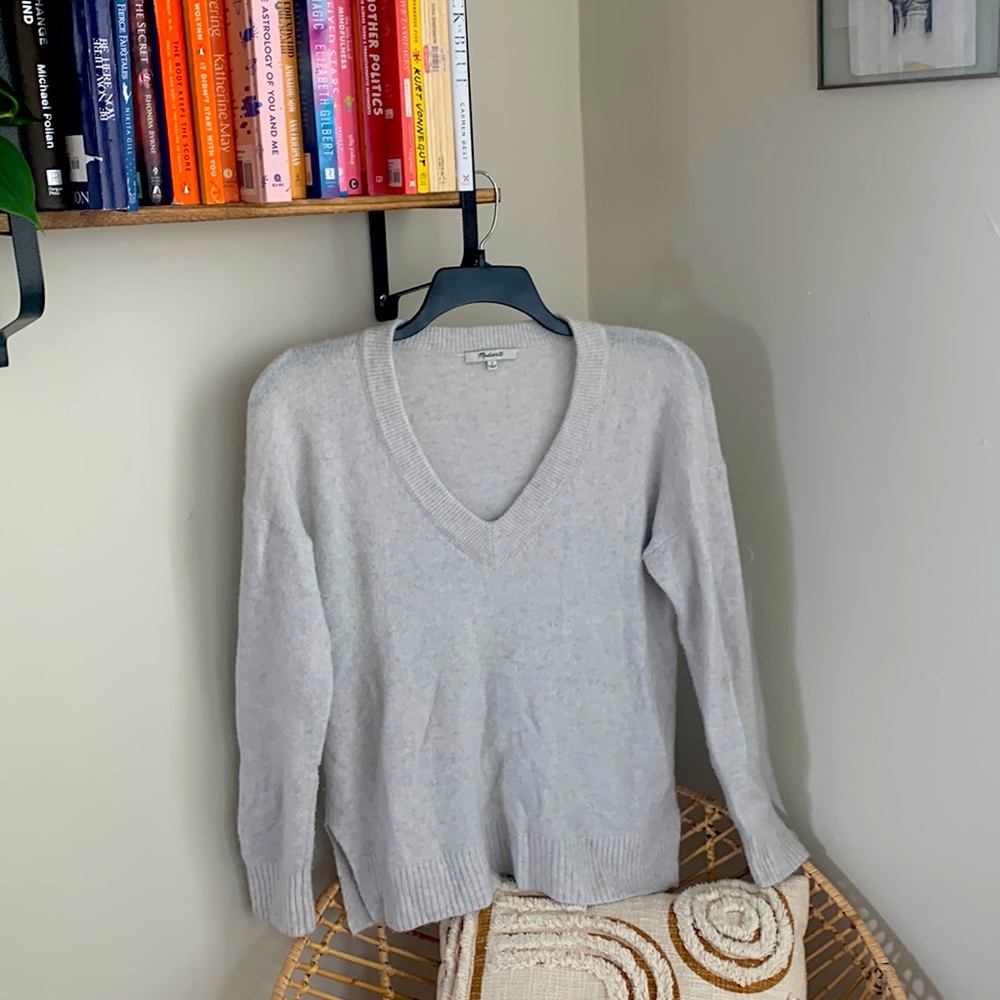 Madewell cream/grey crewneck sweater, SO SOFT!